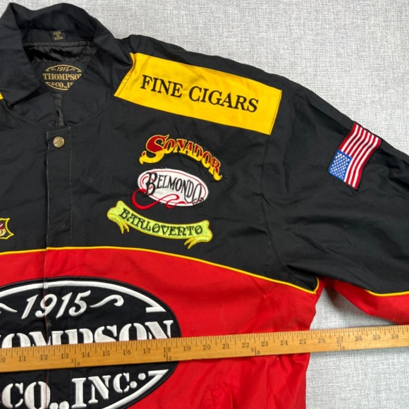 Vintage 90s Thompson & Co Cigars Racing Jacket Men XL Embroidered Patches Bomber - Picture 8 of 14